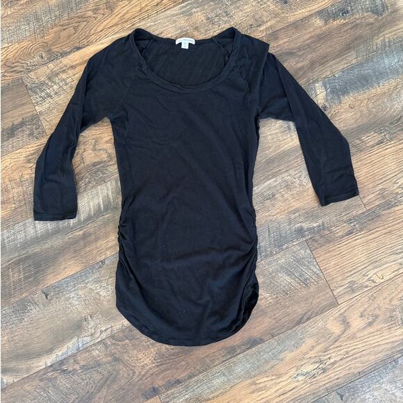 JAMES PERSE Los Angeles 3/4 Sleeve Black Scoop Neck Cotton Top (M/3) - Picture 1 of 5